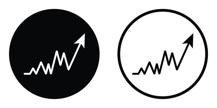 Arrow graph going up vector icon set. Growing business, profit arrow symbol. Increase sales. Growing trend chart.