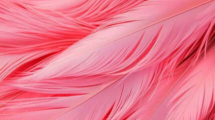 Fototapeta premium Pink bird feathers background with copy space. Natural neutral texture