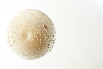 Detailed Yeast Cell with Budding Surface and Moisture Droplets, Isolated on White