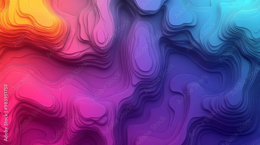 Poster abstract colorful waves with vibrant hues and intricate patterns over a smooth background in a digit