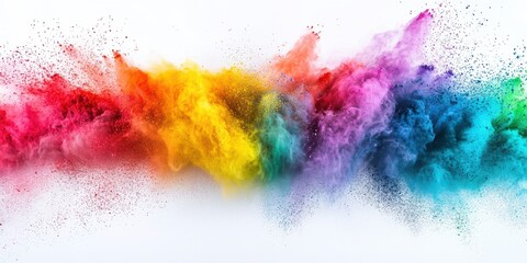 Generate an image capturing the dynamic moment of colorful powder exploding in the air