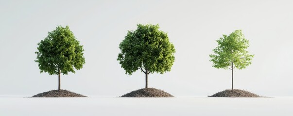 Habitat restoration, tree planting, 3D illustration