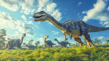 Fototapeta premium dinosaurs in the grass