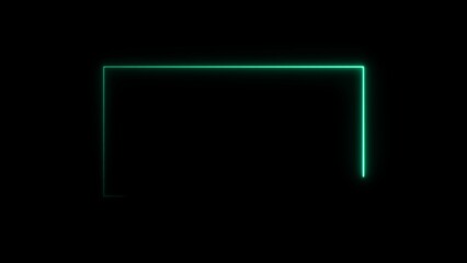 Rectangle neon glowing turquoise color 4k illustration. abstract beautiful technology background rectangle 4k illustration.