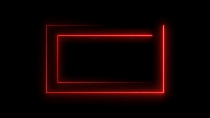  Rectangle frame neon light loading icon red color 4k illustration. black background 4k illustration.