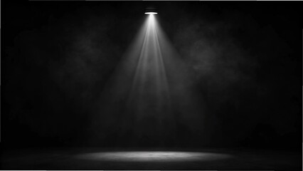 Product showcase with spotlight. Black studio room background. Use as montage for product display
