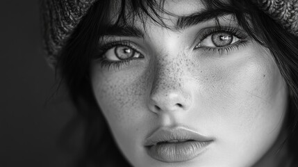 Fototapeta premium Monochromatic by professional photography of a girl. Close-up portrait