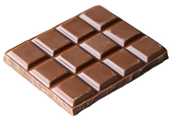 Fototapeta premium Square chocolate piece, isolated on transparent background.