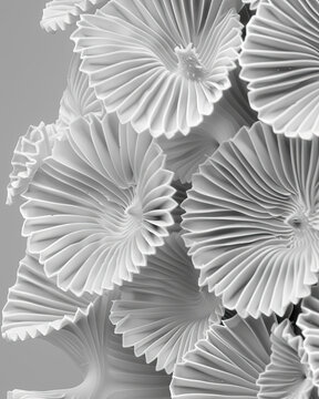 Coccolithophore Structure with Calcium Plates Catching Light on Gray Background