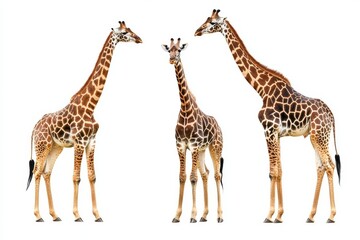 Naklejka premium Set of full body giraffe isolated on white background