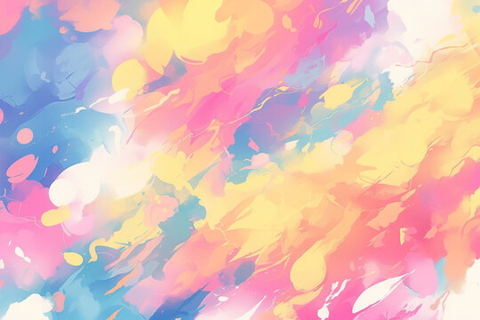 Abstract background with pastel colors and watercolor stains. Backdrop filled with fluid shapes and splashes of liquid paint, creating an artistic design.