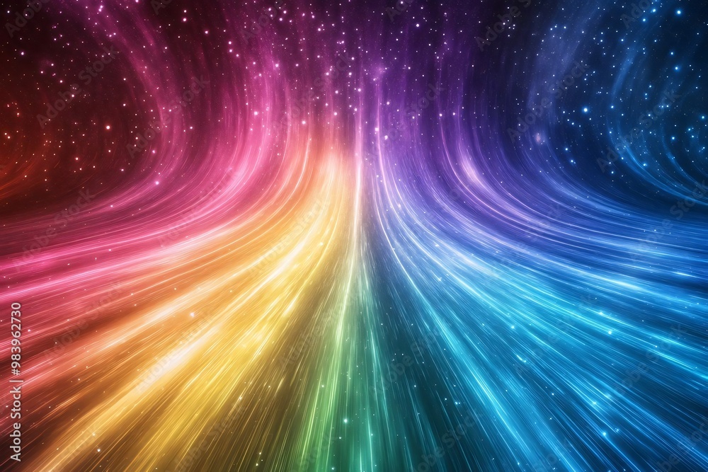 Sticker vibrant abstract background with flowing colors and sparkling stars, perfect for artistic projects a