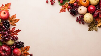 Festive Thanksgiving Dinner with Harvest Decor on Blank Background for Copy Space, Generative Ai