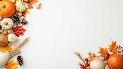 Obraz premium Abundant Harvest: Thanksgiving Celebration with Copy Space for Text, Generative Ai