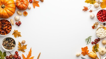 Festive Autumn Thanksgiving Table Setting with Copy Space for Text., Generative Ai