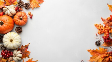 Cozy Harvest Thanksgiving Setup with Open Copy Space for Text, Generative Ai