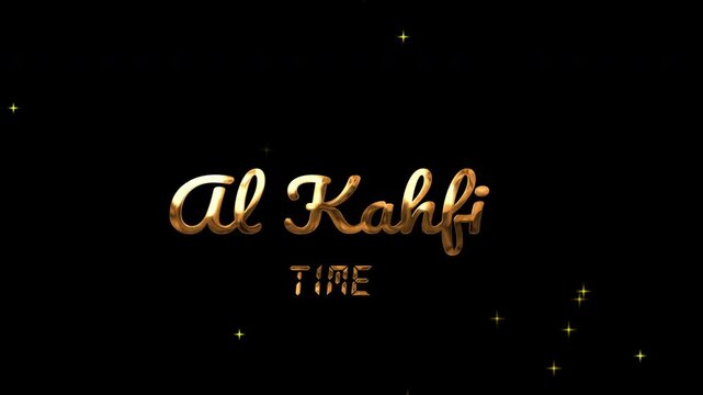 animation al kafh'surah with gold color. elegant concept and blink star effect 