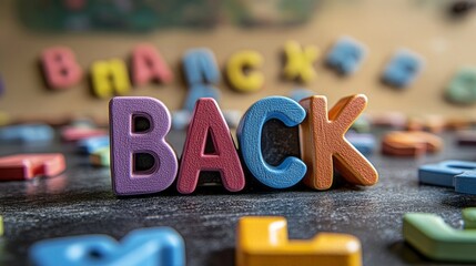 Colorful magnetic letters arranged on a blackboard during a fun educational activity for children in a classroom setting