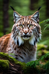 Fototapeta premium European lynx portrait in the forest 