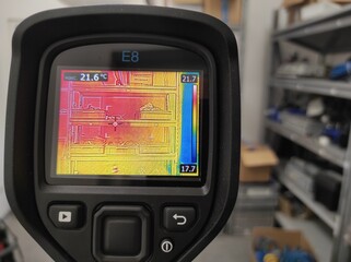 Inspection with a building thermal imager.