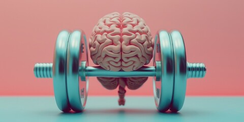 The gym symbolizes mental strength and growth. A single dumbbell stands on end, representing the human brain's resilience and power to overcome challenges.