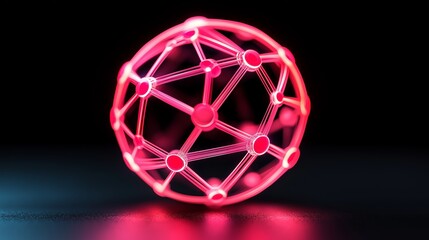 A red ball with a network of lines radiating from it. The ball is surrounded by a dark background