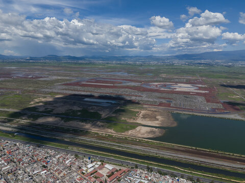 Aerial photo of Texcoco, a lake region in the Valley of Mexico