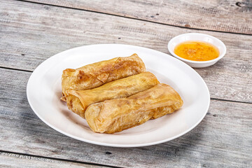 Traditional crispy fried stuffed springroll