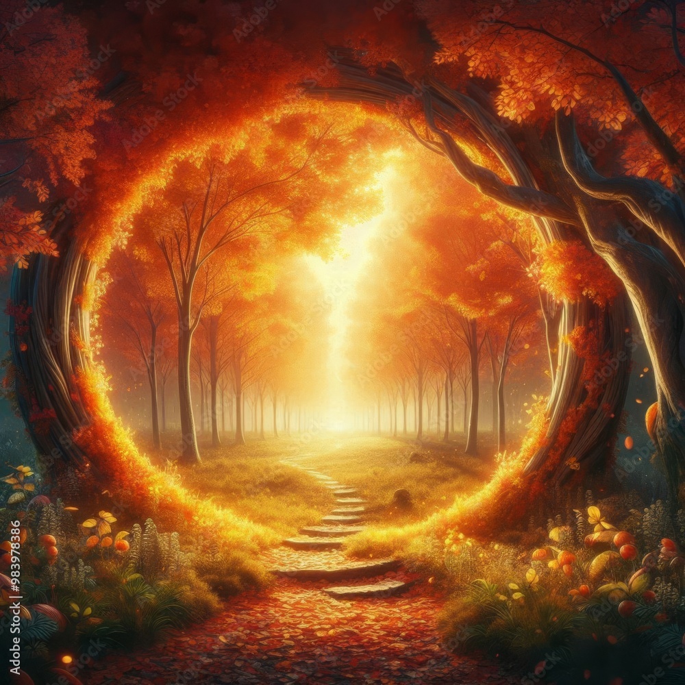 Wall mural autumn's mystical portal