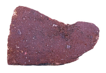 Red conglomeratic sandstone. Sedimentary rock specimen.