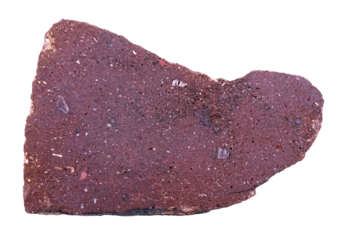 Red conglomeratic sandstone. Sedimentary rock specimen.