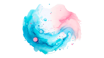 Light pink and light blue paint brush strokes in watercolor isolated against transparent