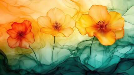 Fototapeta premium Vibrant Abstract Floral Artwork - Exquisite Blossom with Colorful Backdrop