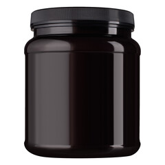 black cosmetic plastic bottle on a white background