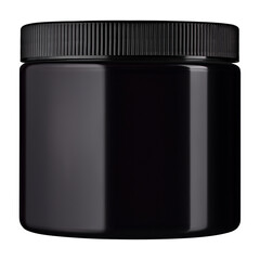 black cosmetic plastic bottle on a white background