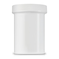 blank white plastic jar isolated on white background