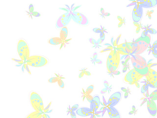 flock of pink butterflies isolated against a white background.  Paper cut out digital craft style. Butterfly scatter abstract gradient logo on white background.