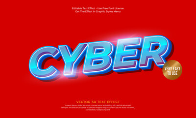 Cyber gradient vector 3D design with editable text effect