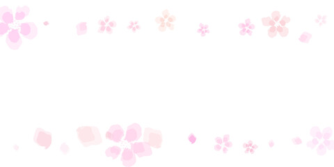 Wedding celebration decor. Fresh floral background. Pink sakura blossom falling parts.