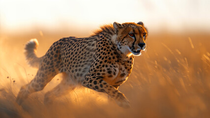 photo wildlife cheetah running on savanna