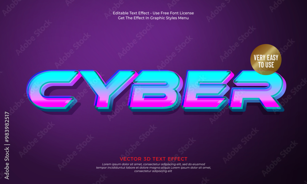 Fototapete cyber text effect background with 3d design