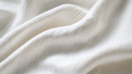 Smooth and natural white cotton fabric texture with subtle creases close-up showing the detailed fiber pattern and purity