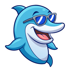 Naklejka premium Cartoon Dolphin Character Head Portrait in Avatar Style 