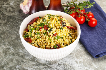 Vegetarian Pasta ptitim with vegetables
