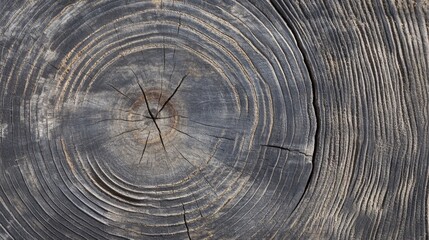 Warm gray wood texture close-up of the cut surface showing intricate tree rings and natural grain patterns