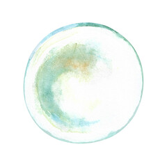 Mother-of-pearl pearls are hand-painted in watercolor. A river or sea pearl found in a shell has a rounded shape and an iridescent surface. Round shaped gemstone in rainbow color. It can be used in