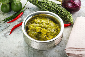 Indian cuisine - palak paneer cheese with spinach