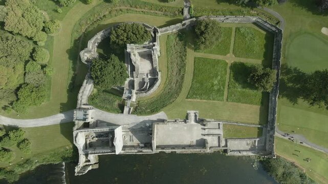 Birds Eye View Of Desmond Castle Adare Next To River Maigue In County Limerick, Ireland.