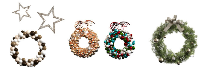 Christmas decorations, New Year's decor, isolate on a transparent background, 3D illustration, cg render