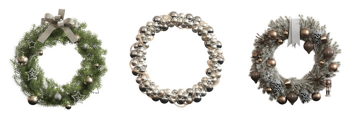 Christmas decorations, New Year's decor, isolate on a transparent background, 3D illustration, cg render